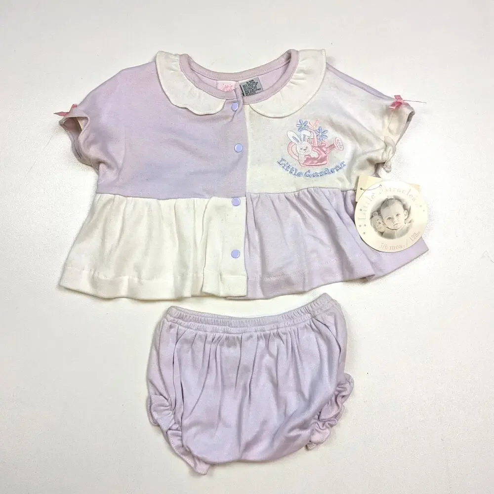 Vintage Little Miracles Outfit Baby Girls Sz 3-6m Purple Casual Everyday 90s